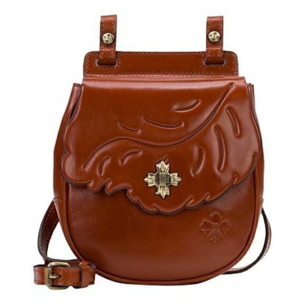 Patricia Nash Rosette Tooled Leather Crossbody Bag TAN
